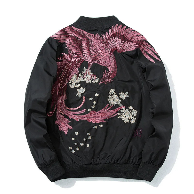 Bird Embroidery Baseball Jacket