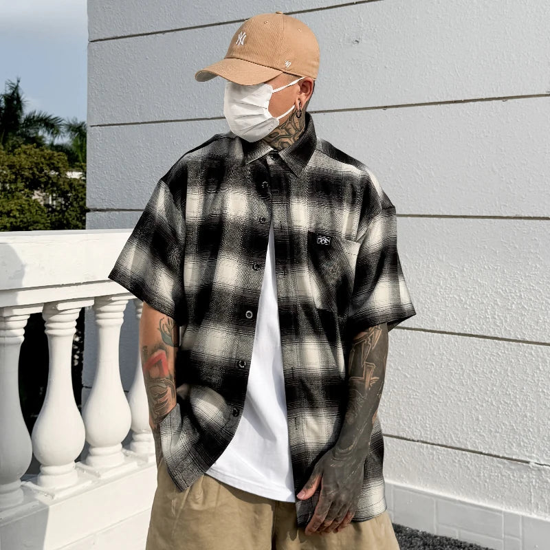 Chicano Style Plaid Short Sleeve Shirts