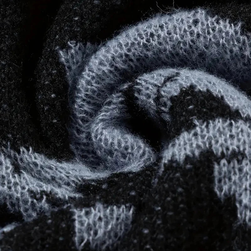 Retro Oversized Skeleton Bone Print Vintage Knitted Sweater