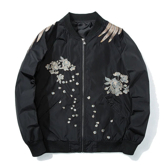 Bird Embroidery Baseball Jacket