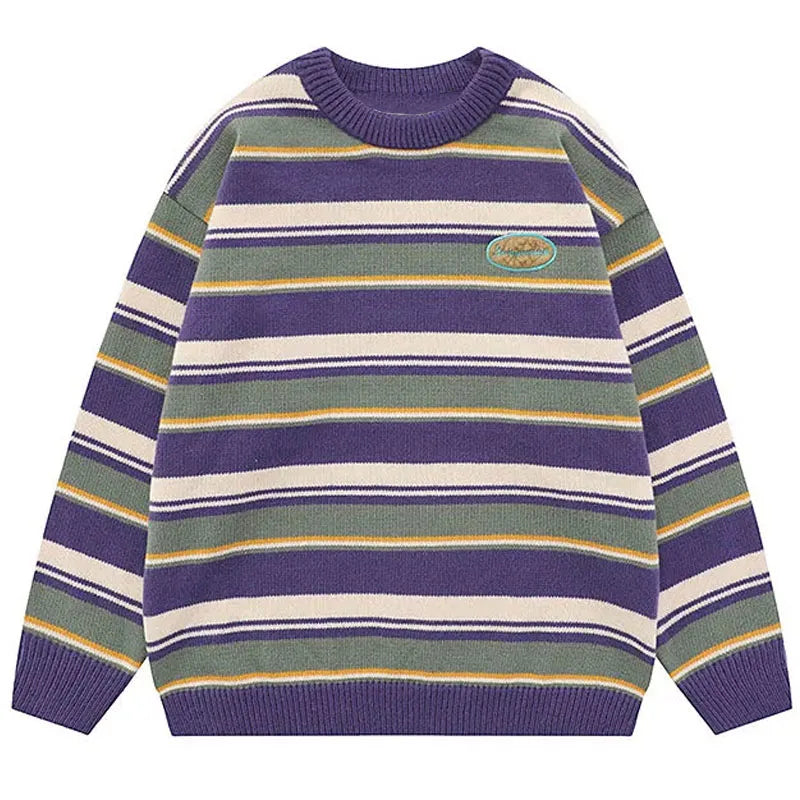 Japanese Patchwork Striped Sweater