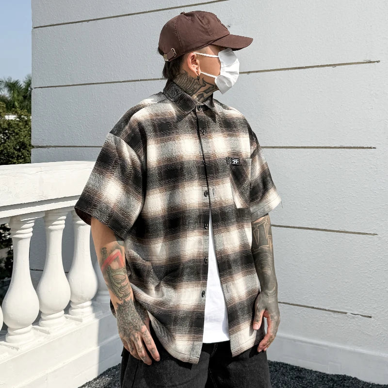 Chicano Style Plaid Short Sleeve Shirts