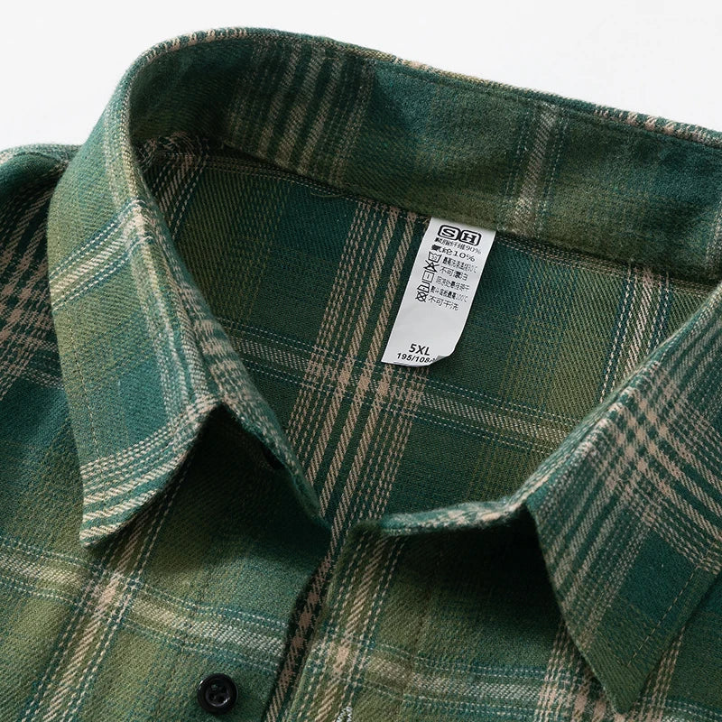 Men Spring Summer Oversized Vintage Plaid Shir