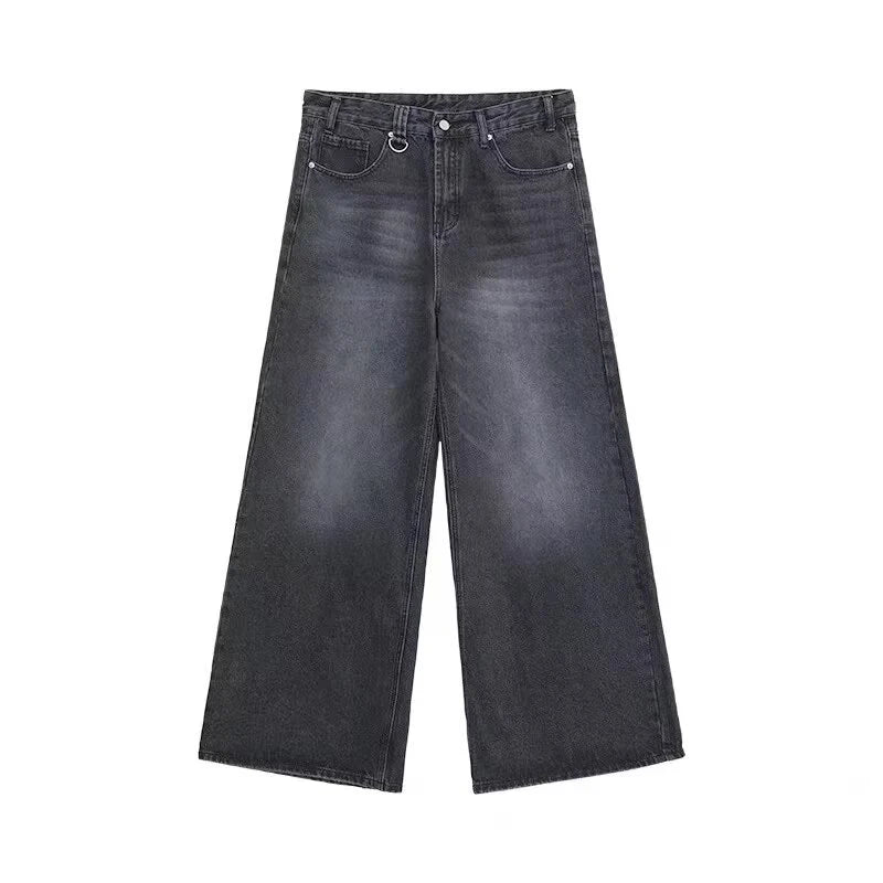 Vintage American Style Straight Wide Leg Denim Pants