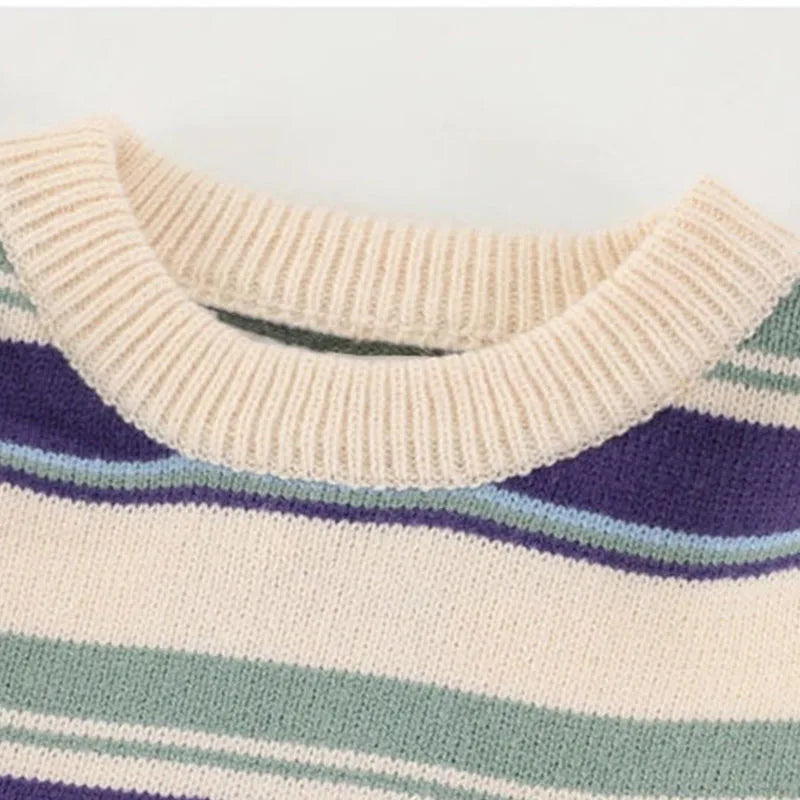 Japanese Patchwork Striped Sweater