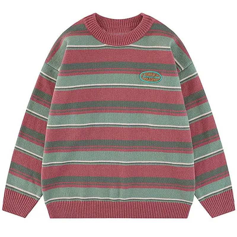 Japanese Patchwork Striped Sweater