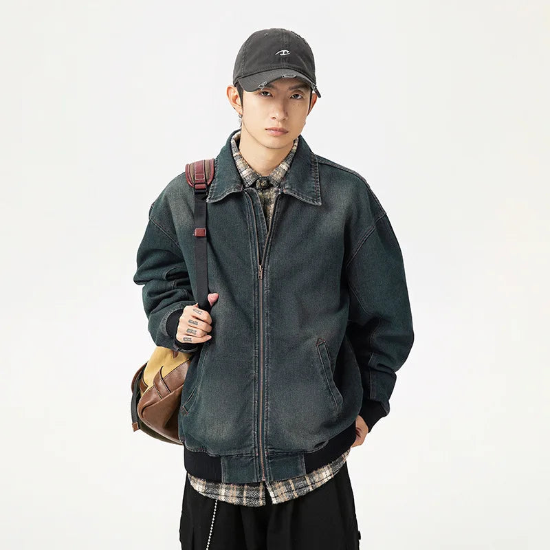 Vintage Distressed Washed Trendy Denim Jacket