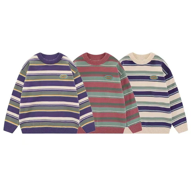 Japanese Patchwork Striped Sweater