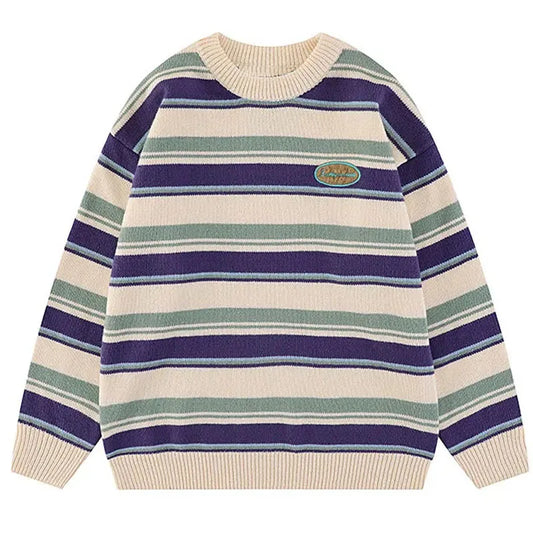 Japanese Patchwork Striped Sweater