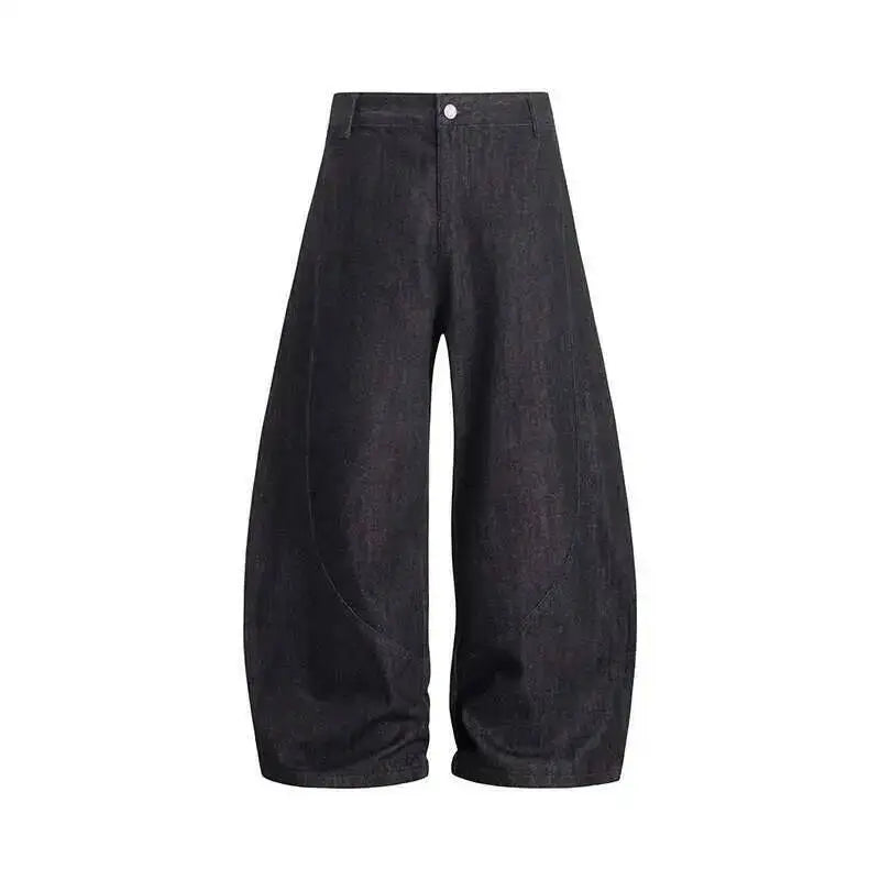 Denim Pants Wide Leg Curved Knife Jeans