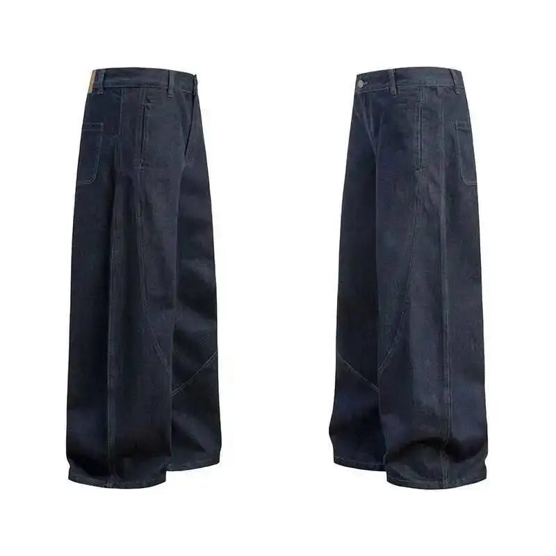 Denim Pants Wide Leg Curved Knife Jeans