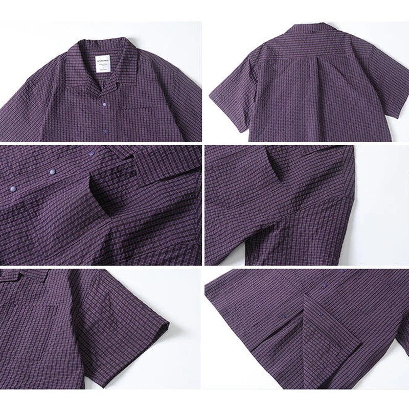 Men Short Sleeve Summer Streetwear Plaid Shirts