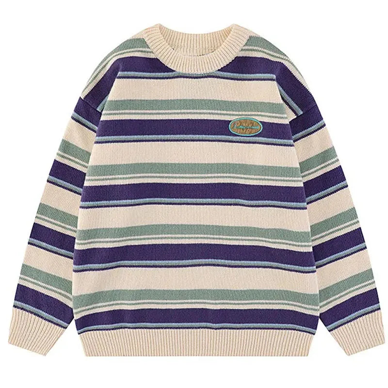 Japanese Patchwork Striped Sweater