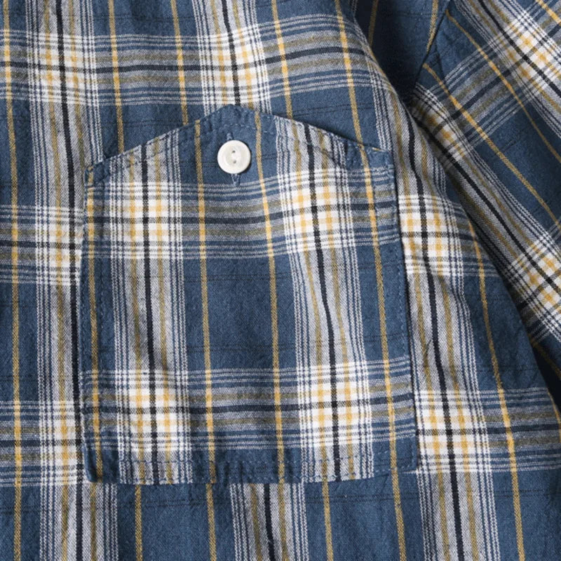 Literary Artistic Washed Plaid Short Sleeve Shirts