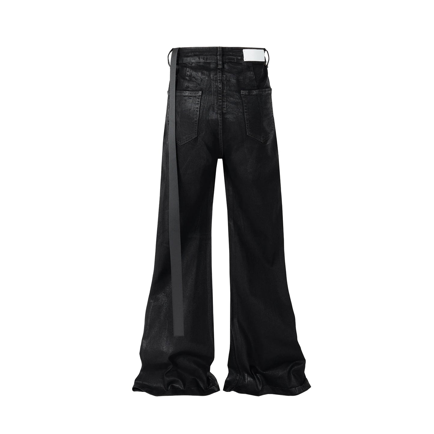 Streetwear Black Wax Leather Strecth Jeans