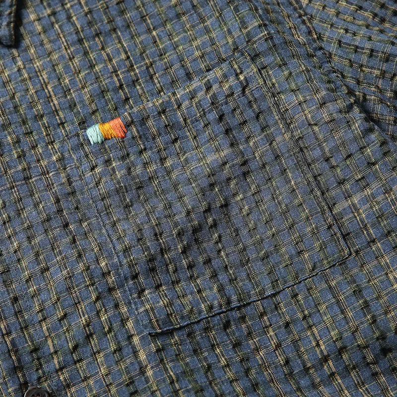 Seersucker Plaid Short Sleeve Loose Casual Streetwear Fashion Shirts