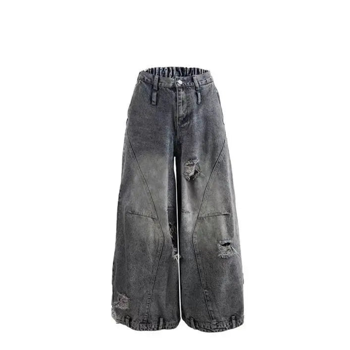 High Street Men Trendy Curved Knife Washed Jeans