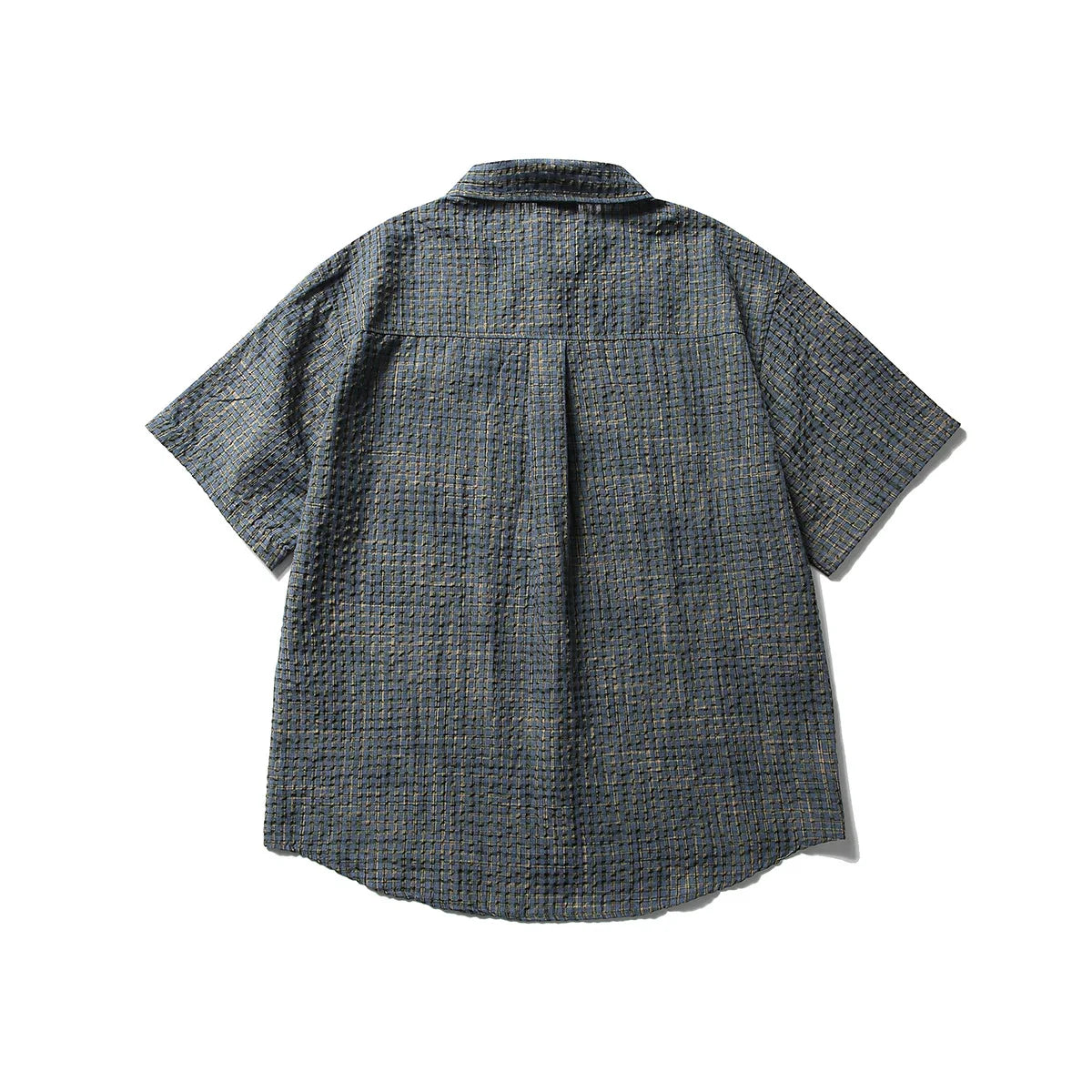 Seersucker Plaid Short Sleeve Loose Casual Streetwear Fashion Shirts