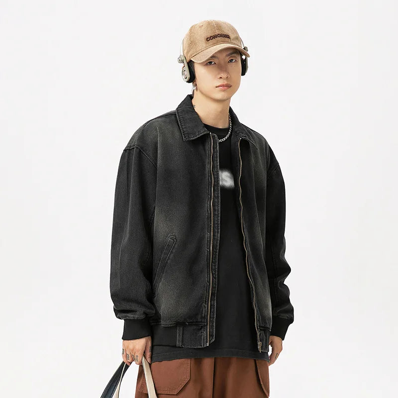 Vintage Distressed Washed Trendy Denim Jacket