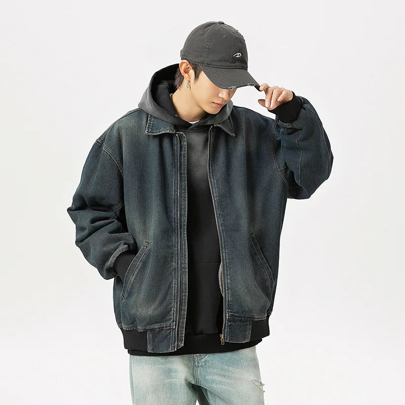 Vintage Distressed Washed Trendy Denim Jacket