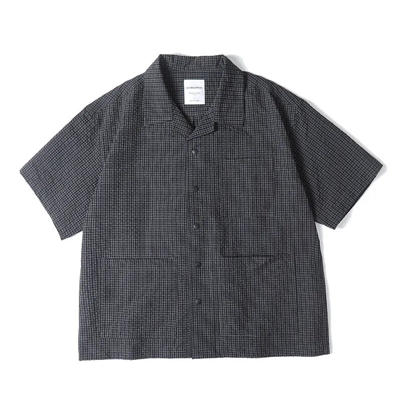 Men Short Sleeve Summer Streetwear Plaid Shirts