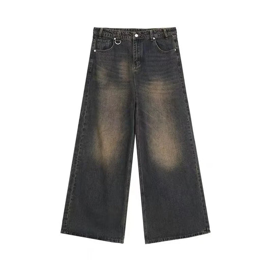 Vintage American Style Straight Wide Leg Denim Pants