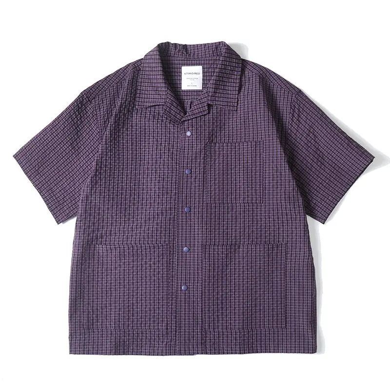 Men Short Sleeve Summer Streetwear Plaid Shirts