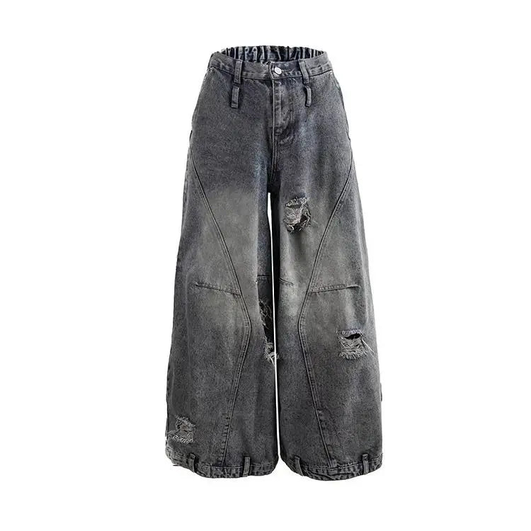 High Street Men Trendy Curved Knife Washed Jeans